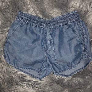 Fake Jean Flowy Shorts